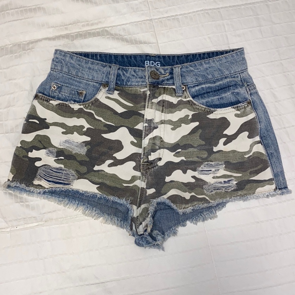 Camo & Jean High Rise Shorts